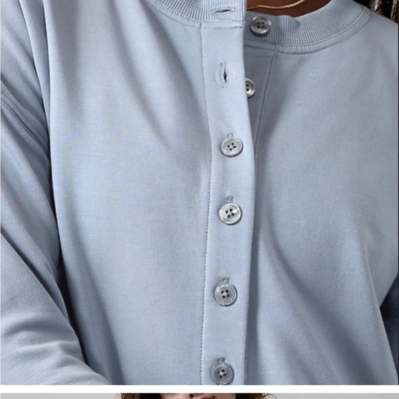 Athleta Henley Crew Neck Sweater Blue size Medium - Picture 2 of 11